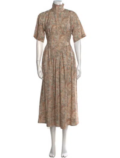 Pre-owned Rosetta Getty Paisley Print Midi Length Dress In Orange