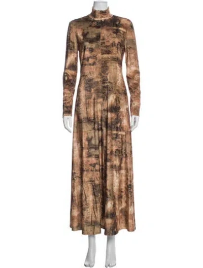 Pre-owned Rosetta Getty Patterned Long Dress In Brown/neutrals