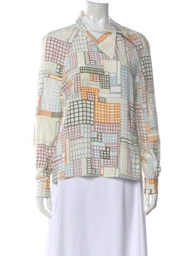 Pre-owned Rosetta Getty Patterned Long Sleeve Blouse In Orange