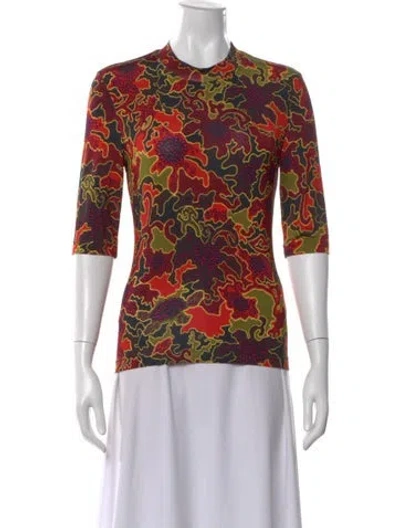 Pre-owned Rosetta Getty Patterned Mock Neck Top In Multi