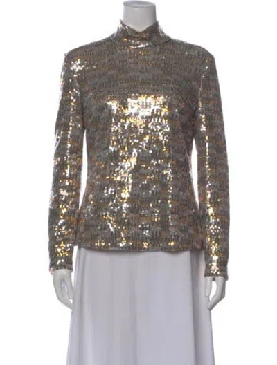 Pre-owned Rosetta Getty Patterned Mock Neck Top In Multi