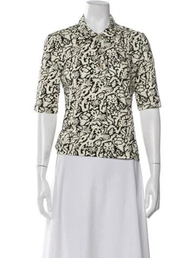 Pre-owned Rosetta Getty Patterned Short Sleeve Polo In Neutral
