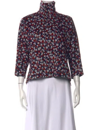 Pre-owned Rosetta Getty Patterned Turtleneck Top In Blue/red