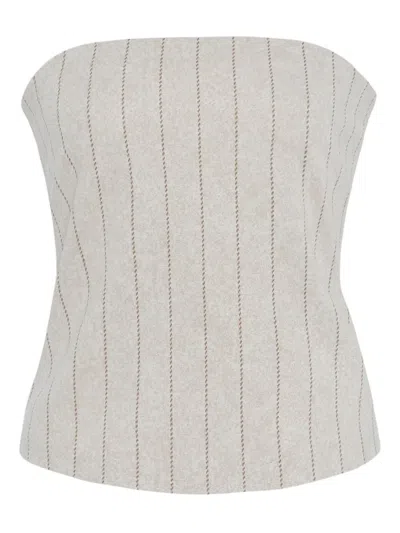 ROSETTA GETTY PINSTRIPE BANDEAU TOP