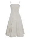 Rosetta Getty Godet-detailed Pinstriped Jacquard Dress In White