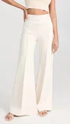 Rosetta Getty Pintuck Wide Leg Flare Pants In Parchment