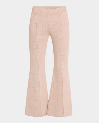 Rosetta Getty Plaid Flare Crop Pull-on Trousers In Caramelred