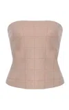 Rosetta Getty Plaid Jacquard Bandeau Top In Neutrals