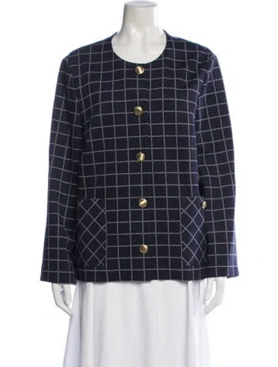 Pre-owned Rosetta Getty Plaid Print Blazer In Blue