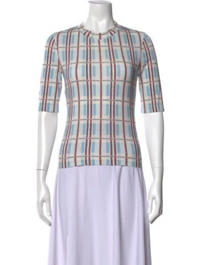 Pre-owned Rosetta Getty Plaid Print Crew Neck Top In Multicolor