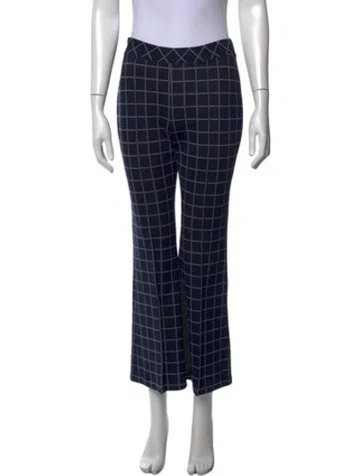 Pre-owned Rosetta Getty Plaid Print Flared Pants In Blue