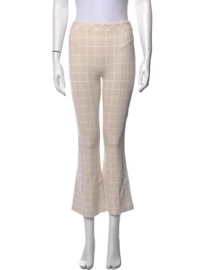 Pre-owned Rosetta Getty Plaid Print Flared Pants In Neutral