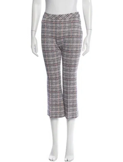 Pre-owned Rosetta Getty Plaid Print Flared Pants In White