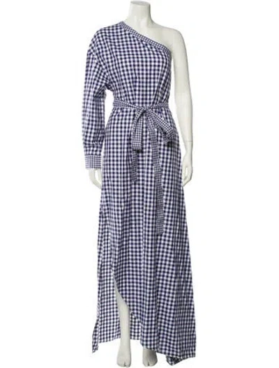 Pre-owned Rosetta Getty Plaid Print Long Dress In Blue