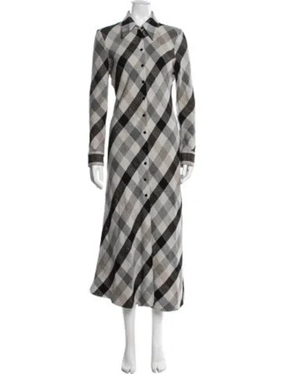 Pre-owned Rosetta Getty Plaid Print Long Dress In Gray