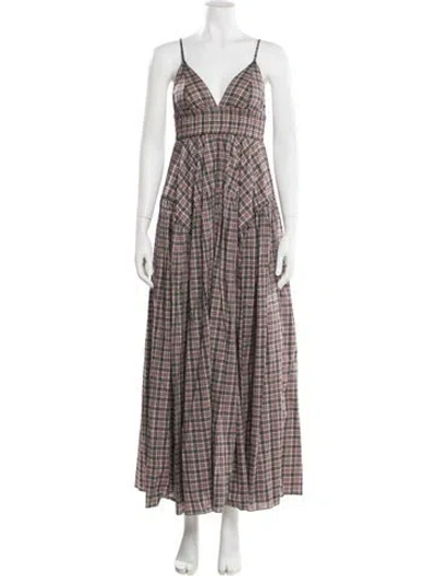 Pre-owned Rosetta Getty Plaid Print Long Dress In Multi