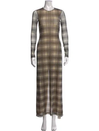 Pre-owned Rosetta Getty Plaid Print Long Dress In Neutrals