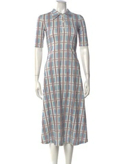 Pre-owned Rosetta Getty Plaid Print Midi Length Dress In Blue
