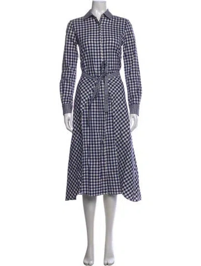 Pre-owned Rosetta Getty Plaid Print Midi Length Dress In Blue/white