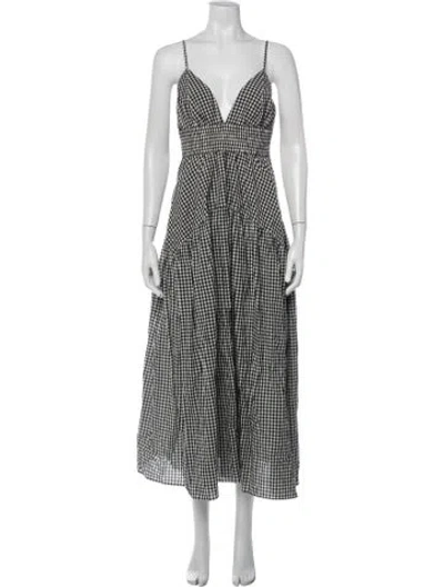Pre-owned Rosetta Getty Plaid Print Midi Length Dress In White