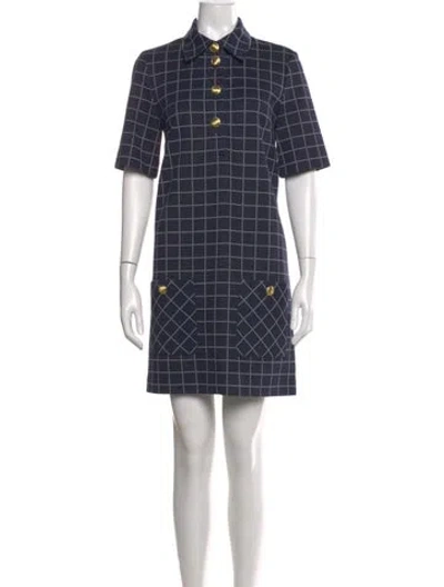 Pre-owned Rosetta Getty Plaid Print Mini Dress In Blue