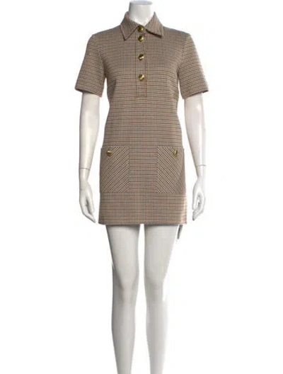 Pre-owned Rosetta Getty Plaid Print Mini Dress In Neutral