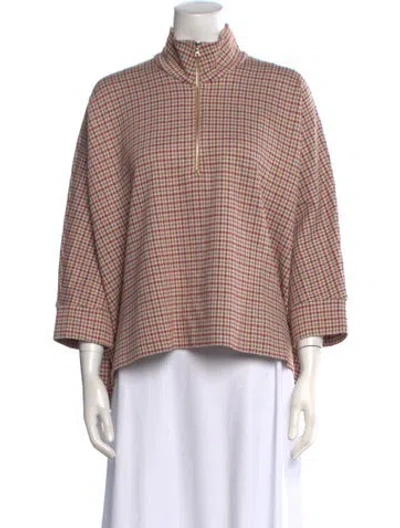 Pre-owned Rosetta Getty Plaid Print Mock Neck Blouse