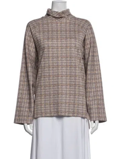 Pre-owned Rosetta Getty Plaid Print Mock Neck Top In Multi