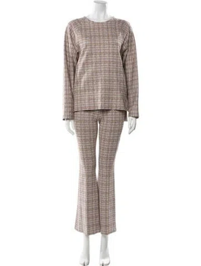Pre-owned Rosetta Getty Plaid Print Pant Set In Brown