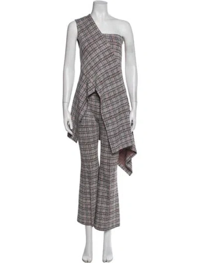 Pre-owned Rosetta Getty Plaid Print Pant Set In Neutral