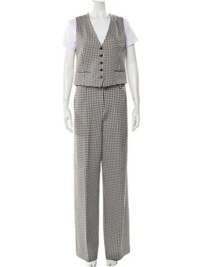 Pre-owned Rosetta Getty Plaid Print Pantsuit In Black