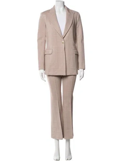 Pre-owned Rosetta Getty Plaid Print Pantsuit W/ Tags In Neutrals