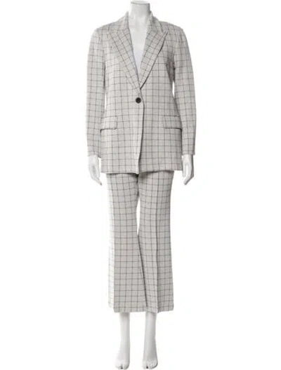 Pre-owned Rosetta Getty Plaid Print Pantsuit In White