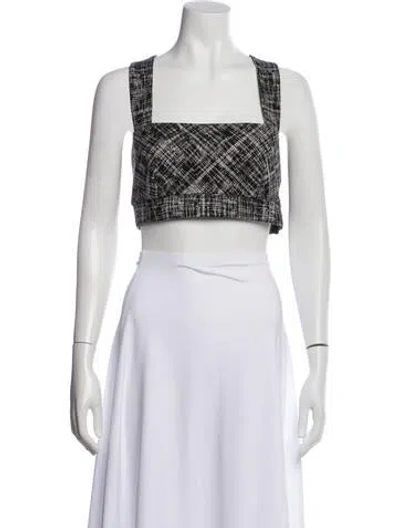 Pre-owned Rosetta Getty Plaid Print Square Neckline Crop Top In Black