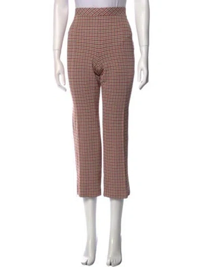 Pre-owned Rosetta Getty Plaid Print Straight Leg Pants In Red
