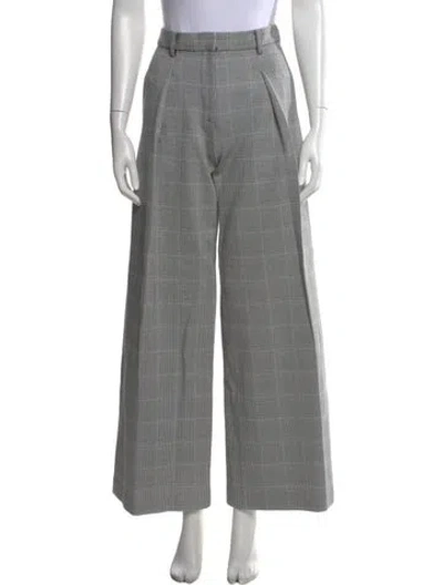 Pre-owned Rosetta Getty Plaid Print Wide Leg Pants In Gray