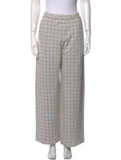 Pre-owned Rosetta Getty Plaid Print Wide Leg Pants In Grey