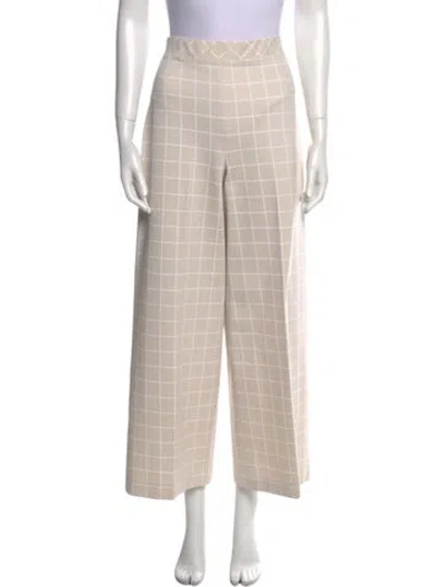 Pre-owned Rosetta Getty Plaid Print Wide Leg Pants In Neutral