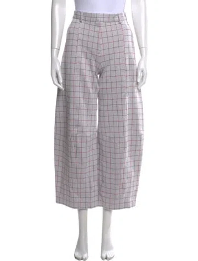 Pre-owned Rosetta Getty Plaid Print Wide Leg Pants W/ Tags In Grey