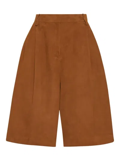 Rosetta Getty Pleat-front Suede Shorts