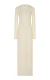 Rosetta Getty Plissé Nylon Mesh Maxi Dress In Off-white