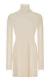 Rosetta Getty Plissé Nylon Mesh Turtleneck Top In Off-white