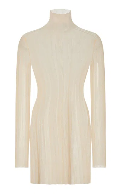 ROSETTA GETTY PLISSÉ NYLON MESH TURTLENECK TOP