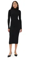 Rosetta Getty Plisse Turtleneck Dress Black In Black