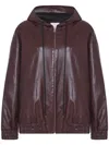 Rosetta Getty Plonge Leather Hooded Jacket In Brown