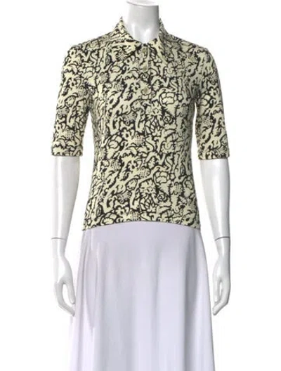 Pre-owned Rosetta Getty Printed Short Sleeve Polo In Neutral