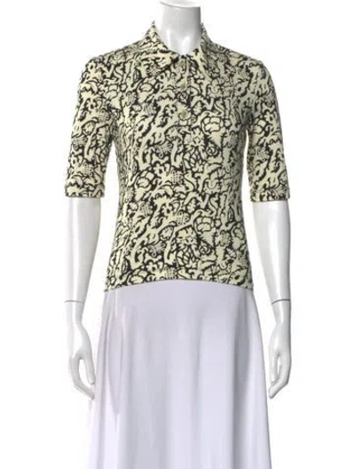 Pre-owned Rosetta Getty Printed Short Sleeve Polo In Neutrals