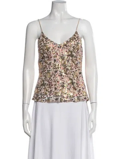 Pre-owned Rosetta Getty Printed V-neck Top W/ Tags In Multicolor