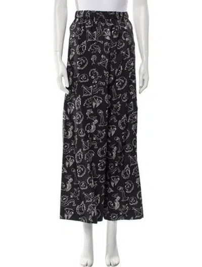 Pre-owned Rosetta Getty Printed Wide Leg Pants In Black