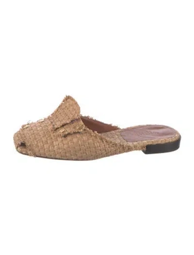 Pre-owned Rosetta Getty Raffia Mules In Neutrals